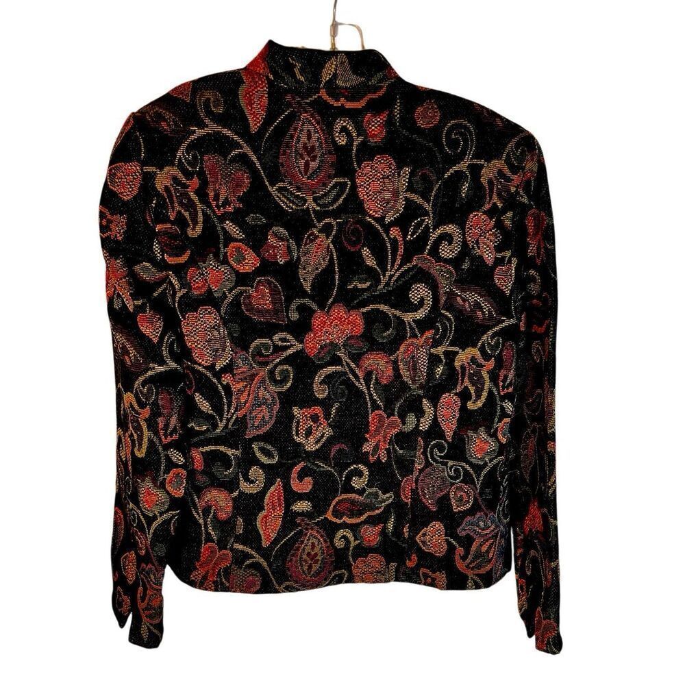 Vtg Jessica Howard Floral Tapestry Needlepoint Jacket Sz 8- Cottagecore Academia